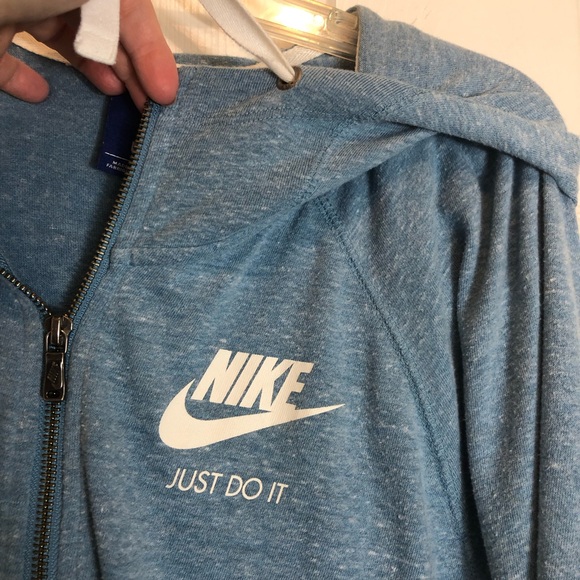 Nike Just Do It Zip Up Front Blue Hoodie  Size 1X - Picture 4 of 10